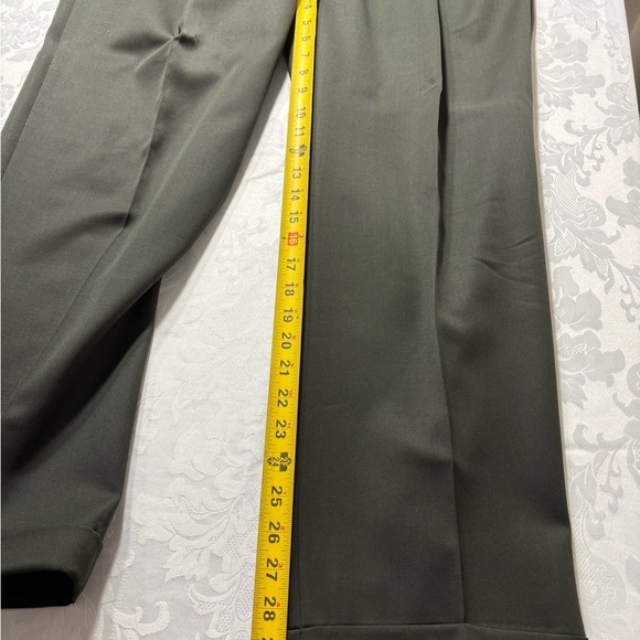 MENS PAZONI DRESS PANTS SIZE 36 X 30 100% WOOL MADE IN ITALY Color Olive - Picture 6 of 6